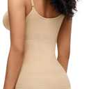 BRABIC Compression Tank Top for Women - Compression Tanks Shapewear Tummy Control Body Shaper V Neck Camisole Tops (X-Large, Beige)