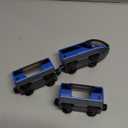 Battery Operated Action Locomotive Toy Train Set for Wooden Tracks, (Magnetic)-Compatible with Thomas The Train Toys, Brio Tram Set for Toddlers 3-5 and up, Stocking Stuffers for Kids (Blue)