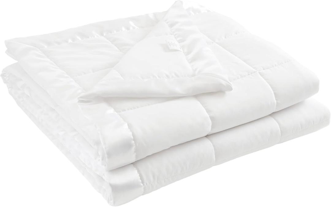 Madison Park Windom Down Alternative Blanket, Premium 3M Scotchgard Moisture Wicking Treatment, Lightweight and Soft Bed Cover For All Season, Satin Trim, White Full/Queen