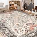 Area Rug for Living Room - 7x9 Soft Washable Oriental Vintage Floral Distressed Large Carpet - Fade Stain Resistant Non Slip Rugs for Bedroom Dining Room Nursery Dorm Office Home Decor - Multi