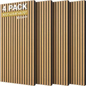 TONOR Dual-Layer Thickened Acoustic Wall Panels-4 Pack 47.2"x23.6"x0.72
Self Adhesive High Density Sound Proof Panels for Walls, Peel and Stick Wall Panels for Interior Wall Decor, Oak Veneer