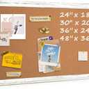 Cork Board Bulletin Board, 36" x 24" Corkboard for Wall, Rustic White Wooden Frame, Hanging Pin Board for Home & Office Decor, 10 Push Pins