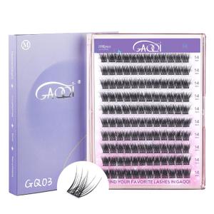 GAQQI Lash Clusters, Eyelash Clusters 120PCS C Curl Individual Lashes, Wispy Cluster Eyelash Extension 14mm Only, Natural Looking Cluster Lashes GQ03, C Curl, 14mm)