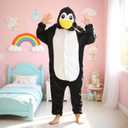 Flannel Animal Onesie Costume One Piece Kids Adults Cosplay for Halloween Easter Boys Girls Womens (Black)