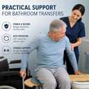 Patient Transfer Board with 360° Sliding Seat, Patient Slide Assist Device with PU Pad for Wheelchair to Bed, Chair, Toilet or Car Transfers, Plywood Mobility Aid, 440 lb Capacity, 32" x 10" x 0.7"