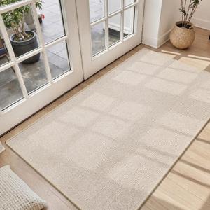 Tinideya 36 x 72 Inch Extra Large Door Mat, Faux Linen Entryway Doormat with Rubber Backing, Non-Slip Welcome Mat for Double Door, Wide Entry, Patio, Front Porch(Khaki)