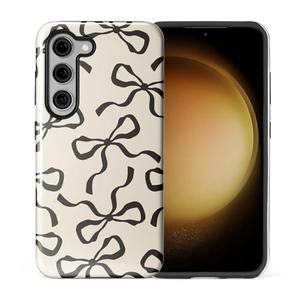 Ilikediy for Samsung Galaxy S23 Case,HL2 Aesthetic Black Bow Hybrid 2 Layer Hard Shell Silicone Protective Pattern Design Case