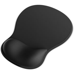 Ergonomic Mouse Pad with Wrist Rest, Black Mousepad with Wrist Support for Desk, NonSlip Hard Base Mouse Pads, Portable for Office/Home/Travel Work - Black