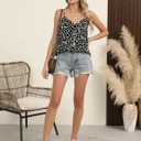 Fayenne Tank Top for Women Ruffle Spaghetti Strap Shirt Sexy Leopard Print Tops Sleeveless Summer Outfits (Black, XXL)