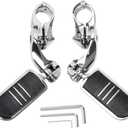 HY-SPEED Motorcycle Highway Pegs Crash Bar with 1.25" Engine Guard Adjustable Foot Peg Compatible with Softail Sportster Electra Road Glide Road King Street Glide Chrome