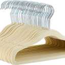 Amazon Basics Kids Velvet, Space Saving, Non-Slip Clothes Hangers for Infant and Toddler, Durable, 11.6 inches (for baby clothes), Pack of 50, Beige