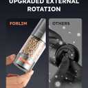FORLIM Electric Salt and Pepper Grinder Set, Upgraded Washable, Batteries Powered Automatic One-Handed Operation with LED, Adjustable Coarseness Pepper and Salt Grinder Refillable, Stainless Steel