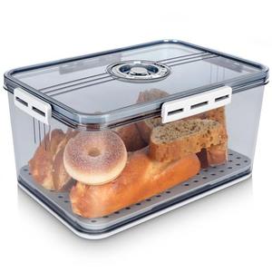 SHTALHST Large Bread Box For Kitchen Countertop,Bread Containers Storage Airtight Loaf,Plastic Breadbox,Bread Storage For Homemade Bread,Clear Fresh Bread Keeper