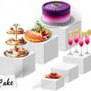 6Pcs Buffet Risers-Dessert Table Display Set- Food Display Risers for Party, White Dessert Stands,Cube Boxes Display Nesting for Buffet Table Catering Dessert (S-5" 6" 6.8" 7" 7.5" 8")