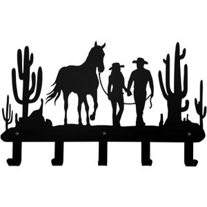 Cowboy Metal Coat Hooks Cowboy Hangers and Key Hooks Holder | Cowboy Hat Rack and Backpack Hanger Cowboy Wall Art for Storage, Living Room, Bedroom, Hallway