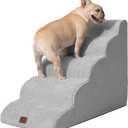 EHEYCIGA Curved Dog Stairs Ramp for High Beds 22.6" H, 5-Step Dog Steps for Small Dogs and Cats, Pet Stairs for High Bed Climbing, Non-Slip Balanced Pet Step Indoor, Light Grey