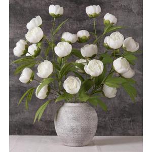 florisso 6 Pcs 27" Faux Silk Artificial Peony Flowers, Fake Peony Branches for Vase DIY Bouquet Centerpieces Wedding Shower Decorations, White