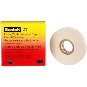 3M Glass Cloth Electrical Tape 27,  in x 66 ft, 1 Roll, Non-Corrosive Adhesive, Pressure Sensitive, High Temperature, Corrosion Protection, 7-mil Woven
