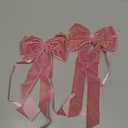 lasuroa 2pcs Large Pink Bow Decorations, Plant Velvet Backdrop Big Pink Bow Wall Decor Coquette Giant Room Decorations for Girls Room Decor for Home Wedding Bachelor Party Baby Shower