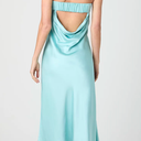 Women's Oona Satin Strapless Midi Dress Pastel Turquoise, Size XS