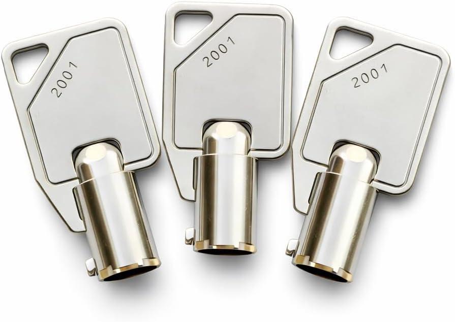 3-Pack 2060 Tubular Replacement Keys Cut to Code 20012100 Compatible with for Sentry Safe, Round Barrel Key Type
