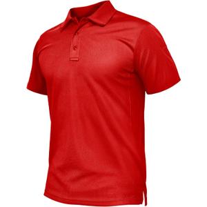 TACVASEN Mens Polo Shirts Short Sleeve Quick Dry Collared Shirt Performance Pique Polos for Athletic Tactical Golf Work (XX-Large, 24-tomato Red), 2XL
