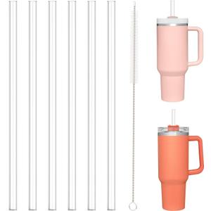 10 x Aillwith 6 PCS Replacement Straws for Stanley Cup 40 oz 30 oz 64 oz Tumbler, Reusable Drinking Straws with Cleaning Brush for Stanley Cup Accessorie, BPA Free, Dishwasher Safe