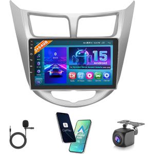 Hikity 2+64GB Android Car Stereo for Hyundai Accent Verna Solaris 2010 2011 2012 2013 2014 2015 2016 Radio 9 Inch Touchscreen Radio Wireless Carplay Android Auto GPS WiFi Bluetooth FM Backup Camera