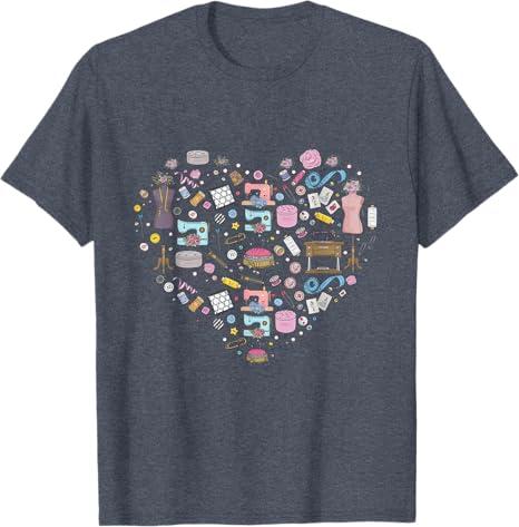 Sewing Quilting Machine Quilters Gift For Sewing Lover heart T-Shirt, 3XL