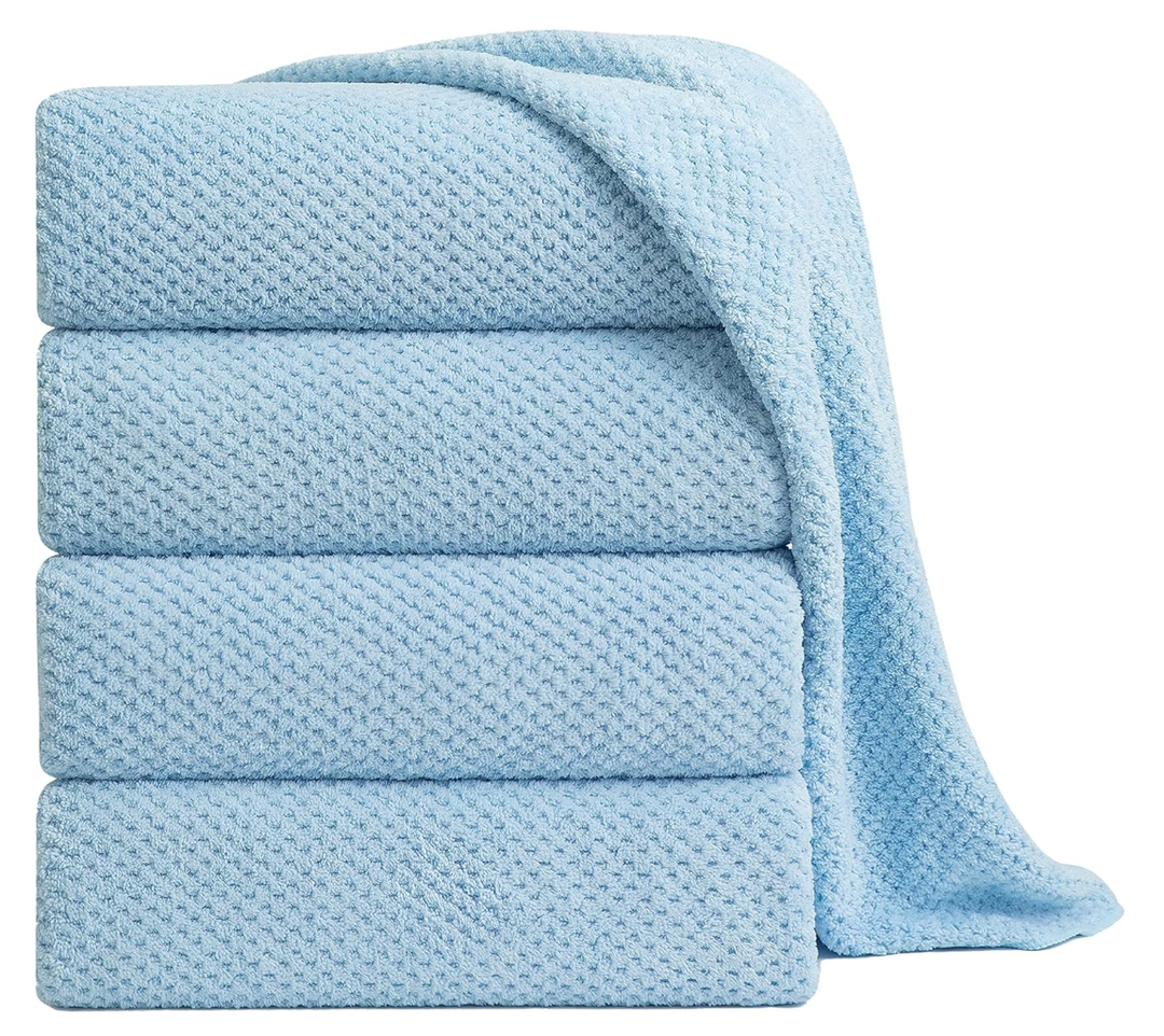 Extra Large Bath Towel Sheet Set 35x70 Inches - Oversized Bath Towels Set, Large Microfiber - Quick Dry,Lightweight,Super Soft,Highly Absorbent Towel Set for Bathroom,Hotel,SPA,Pack of 4(Turquoise)