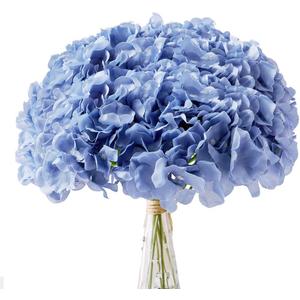AVIVIHO Dusty Blue Silk Flowers Heads Artificial Hydrangea Pack of 10 Fake Full Hydrangea Flowers with Stems for Wedding Home Party Shop Baby Shower Decoration