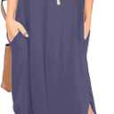 GRECERELLE Women's Summer Casual Loose Dress Beach Cover Up Long Cami Maxi Dresses with Pocket (Medium, 04 Purple Gray)