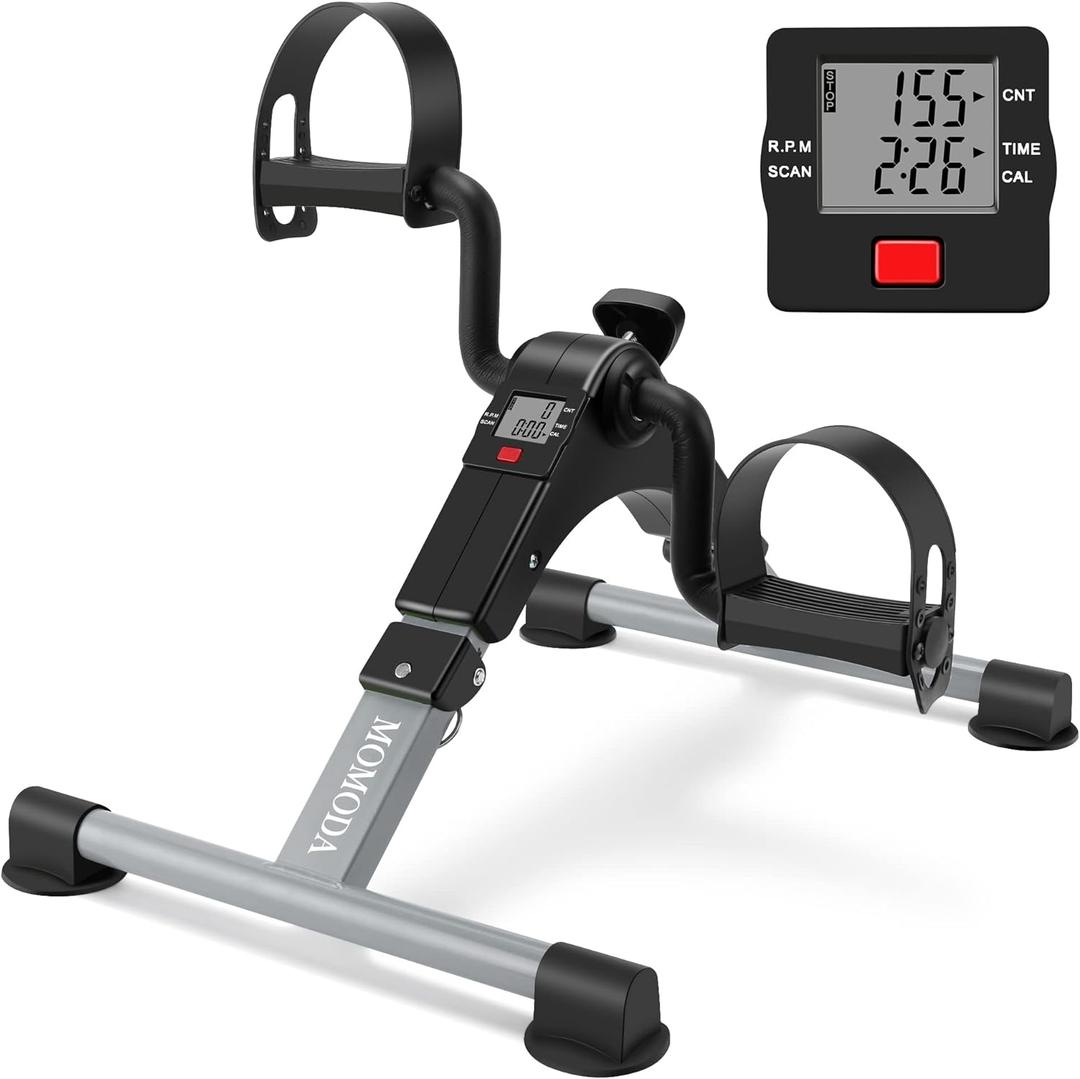 MOMODA Under Desk Pedal Exerciser Mini Bike for Leg/Arm - Foldable Peddler With LCD Display for Home/Office (GREY)