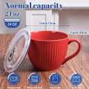 Ceramic Soup Mug with Lid, 24oz Large Soup Cup with Handle, Microwave Soup Bowl for Breakfast Cereal, Oatmeal, Overnight Oats, Coffee, Salad, Dishwasher Safe,Housewarming Wedding Gift