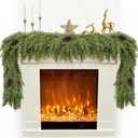 6FT Artificial Cedar Christmas Garland for Mantle Christmas Decorations Real Touch Realistic Greenery Faux Pine Garlands for Xmas Home Decoration Fake Winter Indoor Outdoor Garland Door Decor
