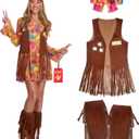 Morph 70s Costumes For Women, Hippie Costume Women, 60s Hippie Dress Halloween Costume, Womens Halloween Costumes (Large)