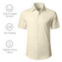 Men's Short Sleeve Dress Shirts Wrinkle Free Stretch Formal Wedding Prom Regular Fit Button Down Shirt (XL)