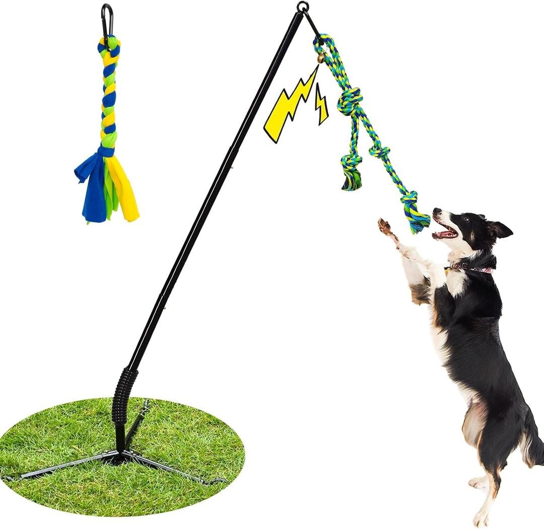 Outdoor Dog Toy,Tug of War Dog Toy for Self Play Interactive Tether Pull Toy for Park,Yard, Lawn Rope Toys for Medium and Large Dogs to Keep Them Busy