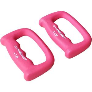 GYMENIST Set of 2 Hand Shaped Neoprene Exercise Workout Jogging Walking Cardio Dumbbells Pair (1-LB Pink)