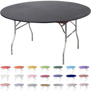 Kwik-Covers 10-Pk Fitted Plastic Table Cover Elastic Edge (Black 60" Round)