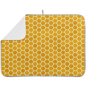 Yellow Dish Drying Mat for Kitchen Counter Yellow Honeycomb Microfiber Dish Mat Absorbent Drying Pad Dish Draining Mat 18 x 16 Inch Medium