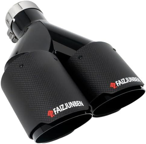 FAIZJUNBEN Carbon Fiber Exhaust TipsDual exhaust tips with 2.1-inch inlet and 3.5-inch outletBrushed textured carbon fiber exhaust tips
