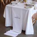 Chumia 10 Pcs Wedding Table Numbers 1-10 White Imitation Linen Modern Minimal Elegant Table Numbers Runner Decor for Reception Wedding Bridal Shower Anniversary Party Events, Machine Washable