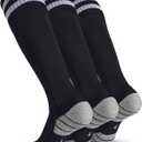 CWVLC Soccer Socks for Kids Youth Adult, Cotton Football Softball Baseball Socks (Black, XL)
