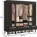 Portable Closets for Hanging Clothes,Clothes Rack with Cover,Portable Wardrobe Closet with 3 Hanging Rods, 6 Storage Shelves and 4 Drawers,55.1" L x 17.7" W x 67.7" H,Black