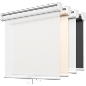 LazBlinds No Tools No Drill Cordless Roller Shades, Light Filtering Window Sheer Shades Transparent UV Protection Roll Up Blinds for Windows, 34'' W x 72'' H, White