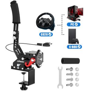 aikeec USB Handbrake Clamp for PC Sim Racing Games G25 G27 G29 T500 FANATECOSW DIRT RALLY Windows (Black, XBOX)