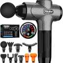 TOLOCO Massage Gun, Upgrade Deep Tissue Back Massager with 10 Replacement Heads, Percussion Massage Guns for Athletes for Pain Relief, Super Quiet Electric Massager for Valentine Gift, Carbon