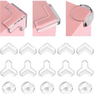 28 Pcs Clear Corner Protector - L, T, Round Shape Corner Guards & Bumpers to Cover Sharp Furniture & Table Edges for Baby Kid Toddler Safety