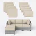 9 Pcs Outdoor Patio Cushions Covers Replacement Waterproof with Zipper for 5 Pcs Patio Furniture Set, Covers Only